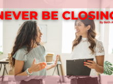 Two Women Discussing Business Beth Azor Never Be Closing Blog Post